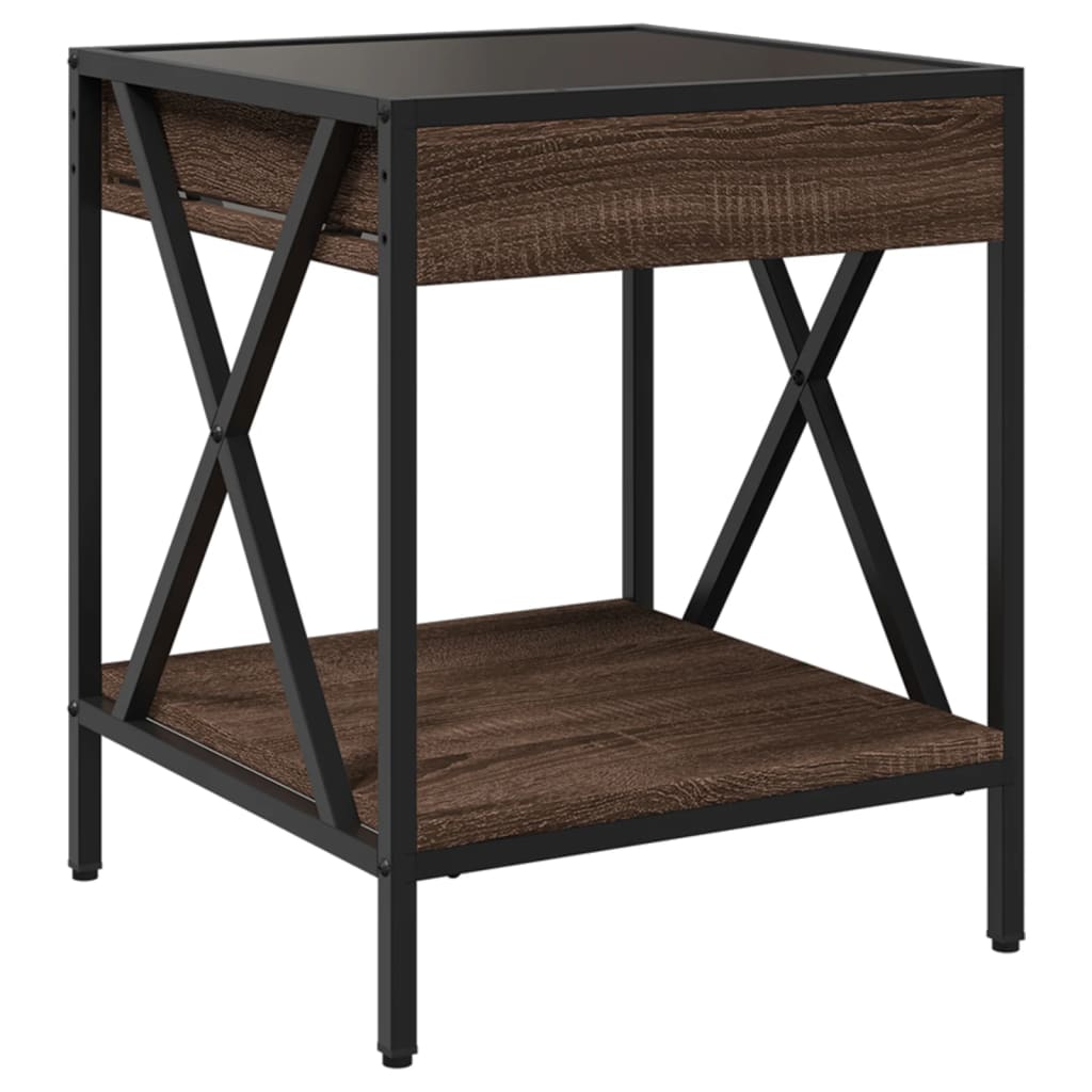 Coffee Table with Infinity LED Brown Oak 40x40x49 cm