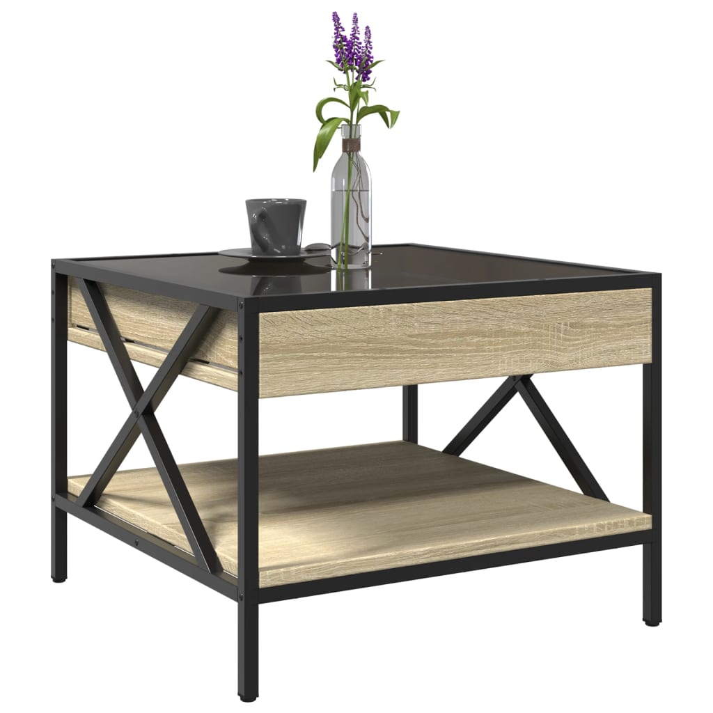 Coffee Table with Infinity LED Sonoma Oak 50x50x38 cm