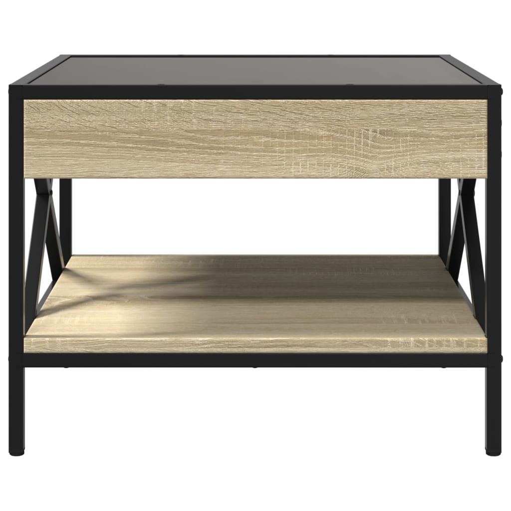 Coffee Table with Infinity LED Sonoma Oak 50x50x38 cm