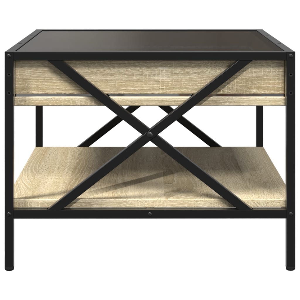 Coffee Table with Infinity LED Sonoma Oak 50x50x38 cm