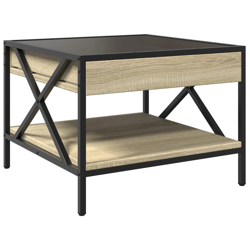 Coffee Table with Infinity LED Sonoma Oak 50x50x38 cm