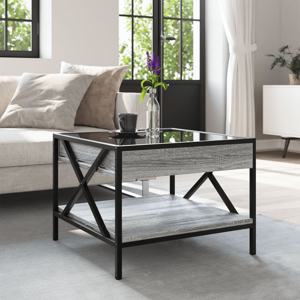 Coffee Table with Infinity LED Grey Sonoma 50x50x38 cm