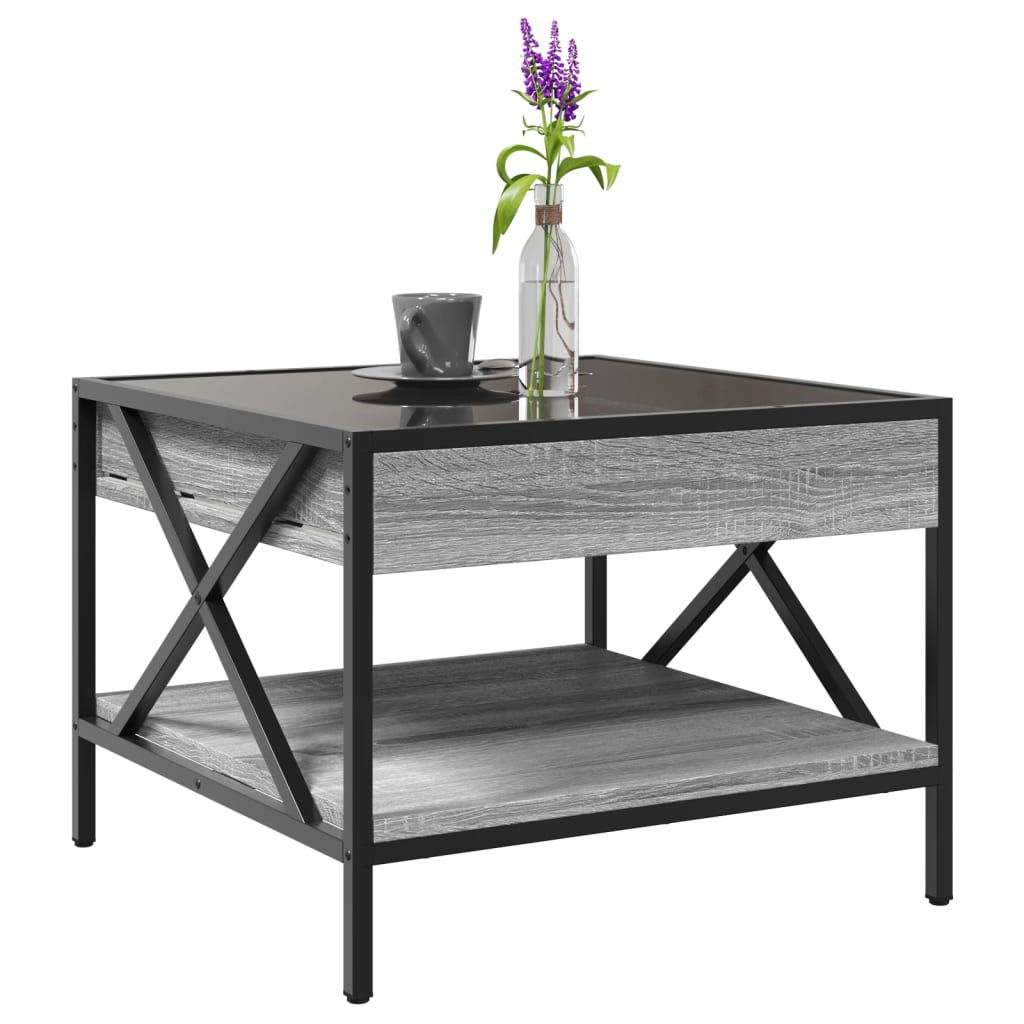 Coffee Table with Infinity LED Grey Sonoma 50x50x38 cm