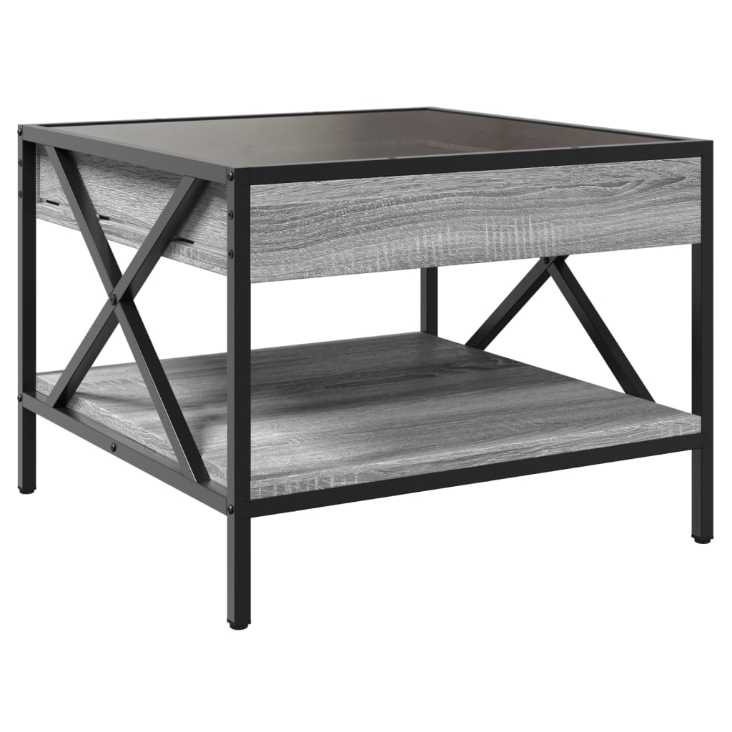Coffee Table with Infinity LED Grey Sonoma 50x50x38 cm