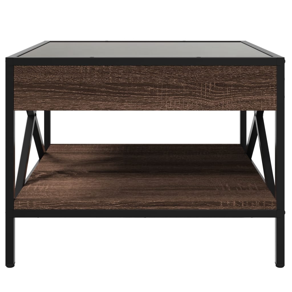 Coffee Table with Infinity LED Brown Oak 50x50x38 cm