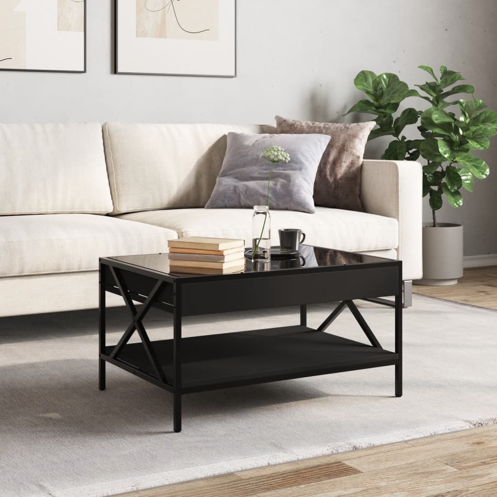 Coffee Table with Infinity LED Black 70x50x38 cm
