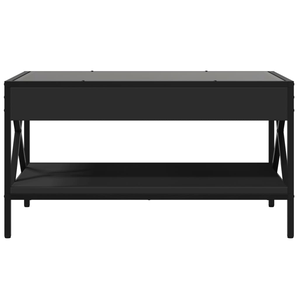 Coffee Table with Infinity LED Black 70x50x38 cm