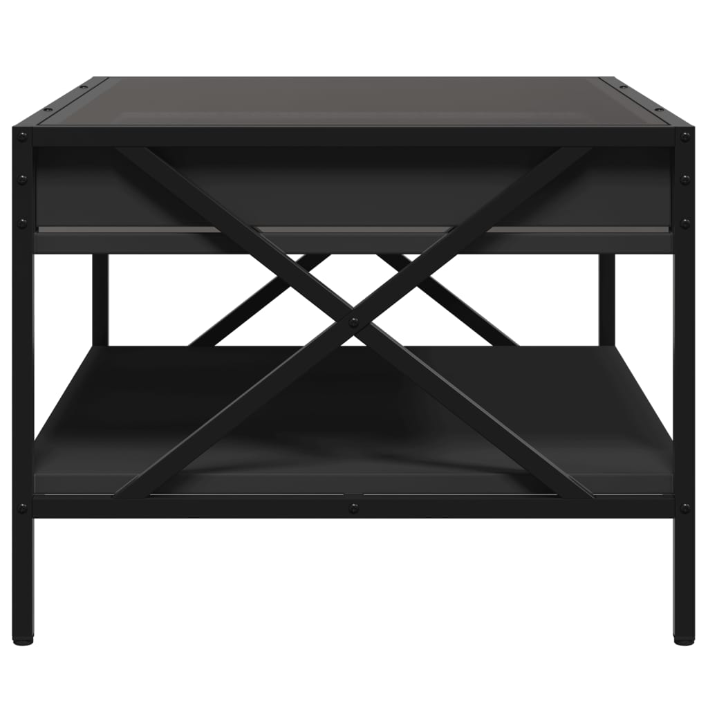 Coffee Table with Infinity LED Black 70x50x38 cm