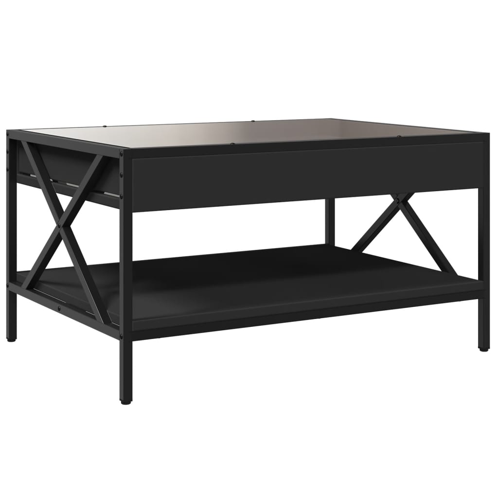 Coffee Table with Infinity LED Black 70x50x38 cm