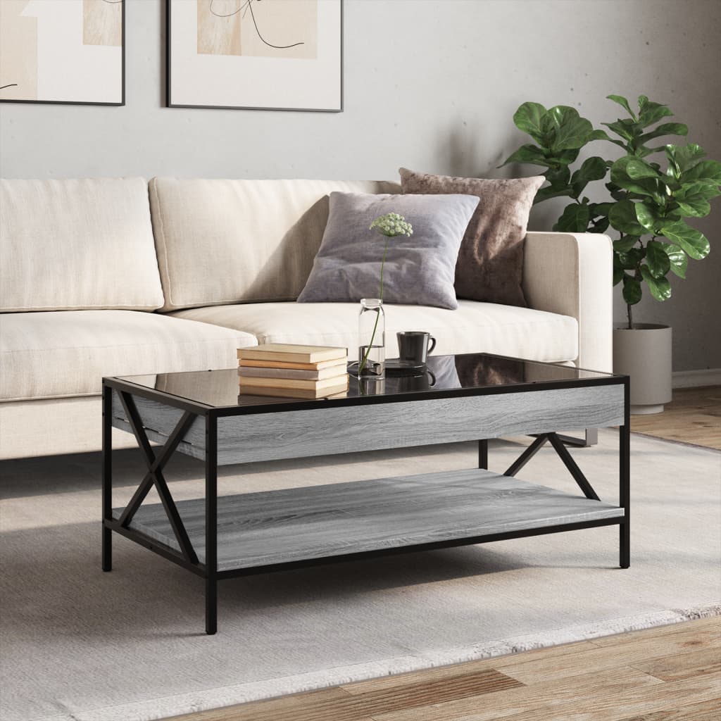 Coffee Table with Infinity LED Grey Sonoma 90x50x38 cm
