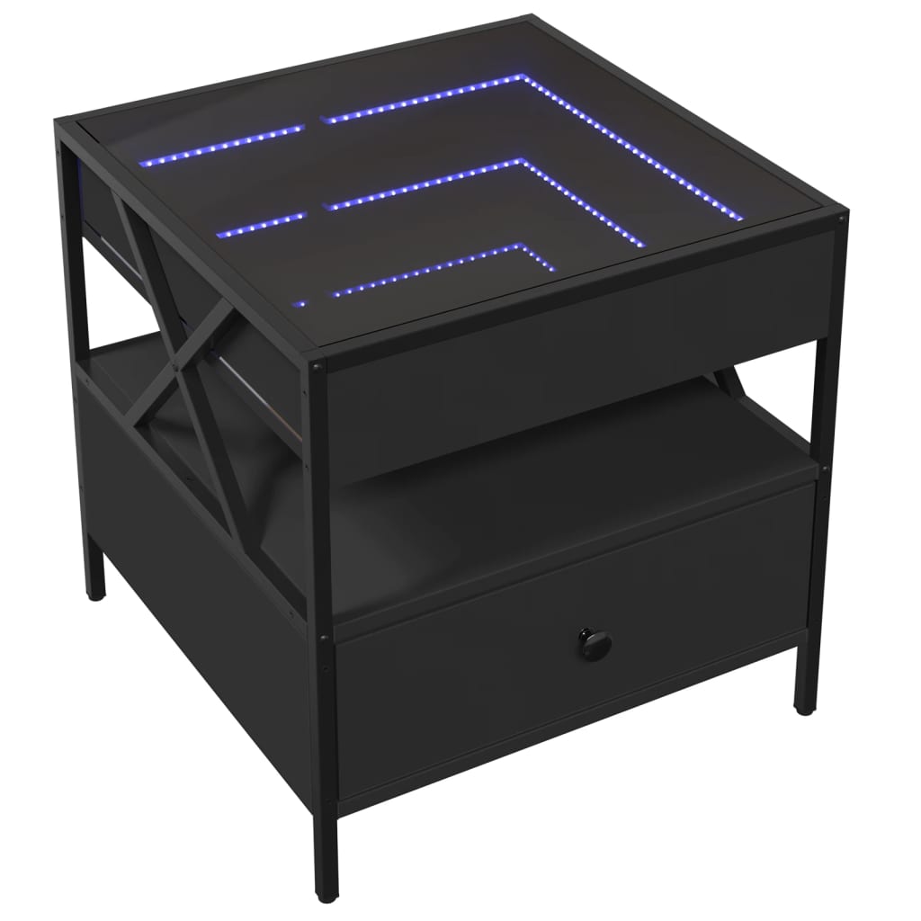 Coffee Table with Infinity LED Black 50x50x51 cm