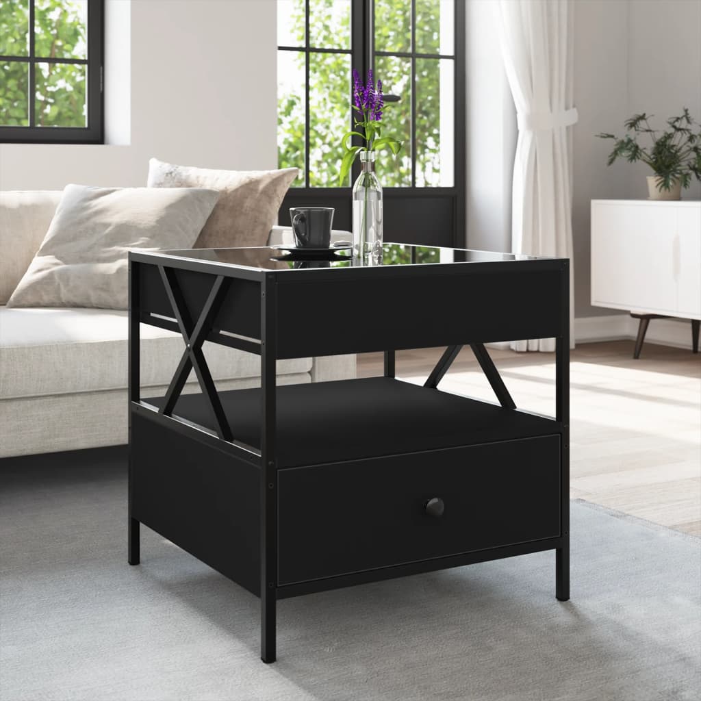 Coffee Table with Infinity LED Black 50x50x51 cm