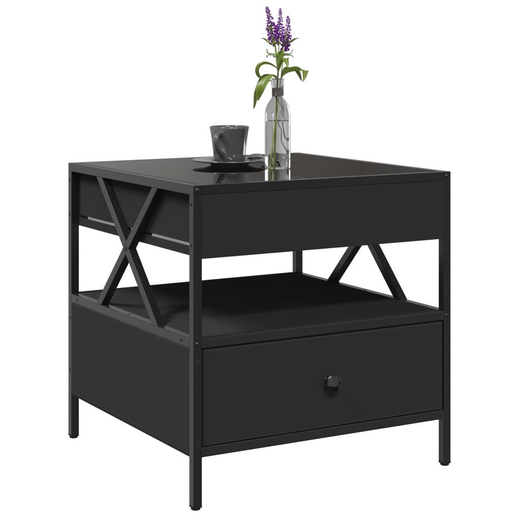 Coffee Table with Infinity LED Black 50x50x51 cm