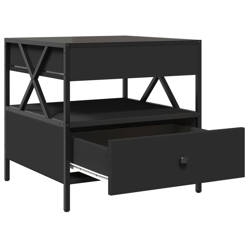 Coffee Table with Infinity LED Black 50x50x51 cm