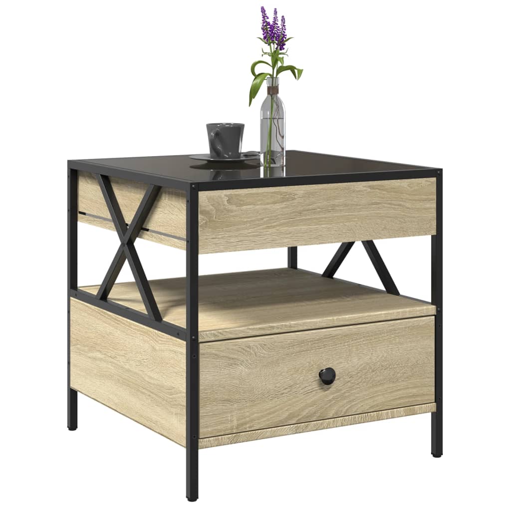 Coffee Table with Infinity LED Sonoma Oak 50x50x51 cm