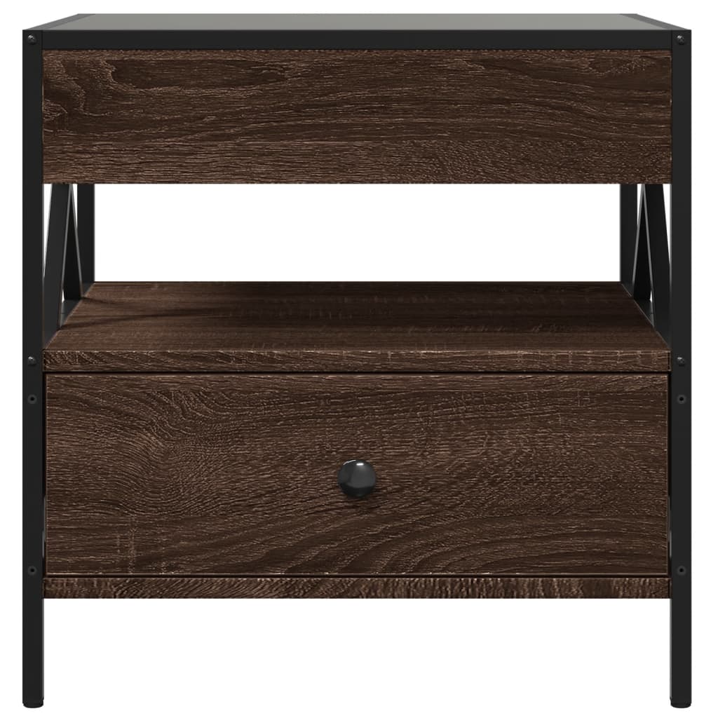 Coffee Table with Infinity LED Brown Oak 50x50x51 cm