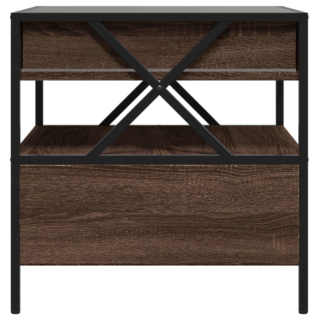 Coffee Table with Infinity LED Brown Oak 50x50x51 cm