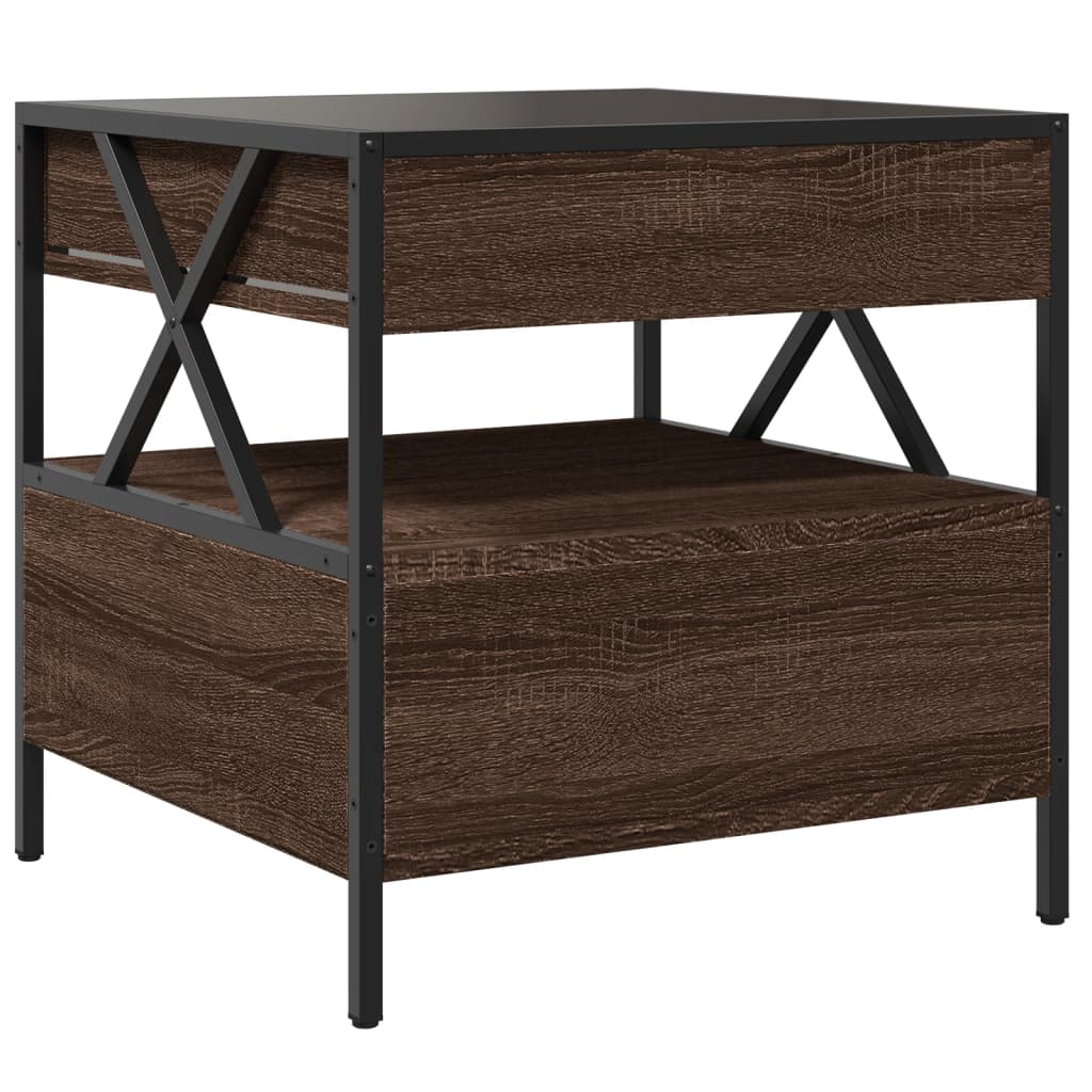 Coffee Table with Infinity LED Brown Oak 50x50x51 cm
