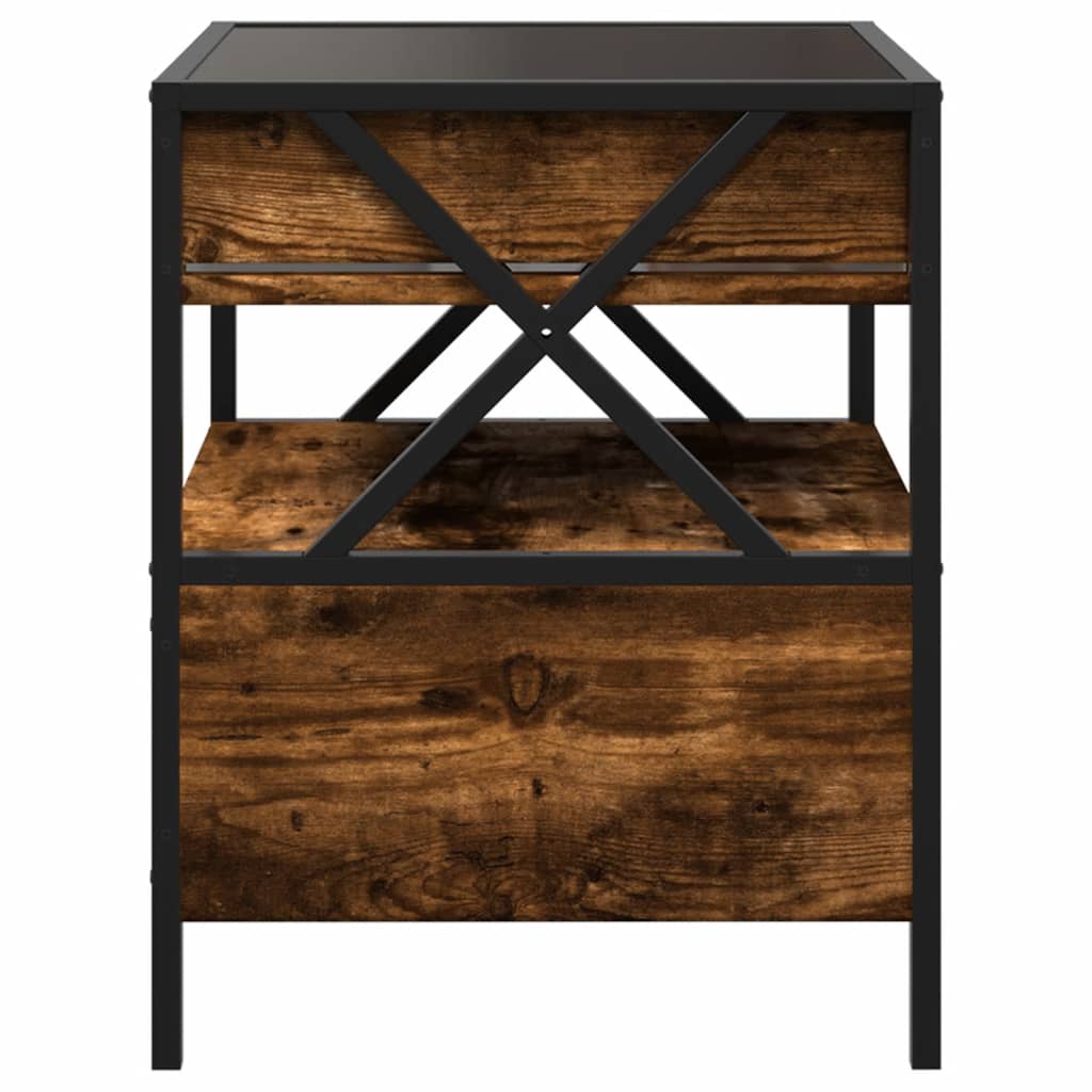 Coffee Table with Infinity LED Smoked Oak 40x40x51 cm