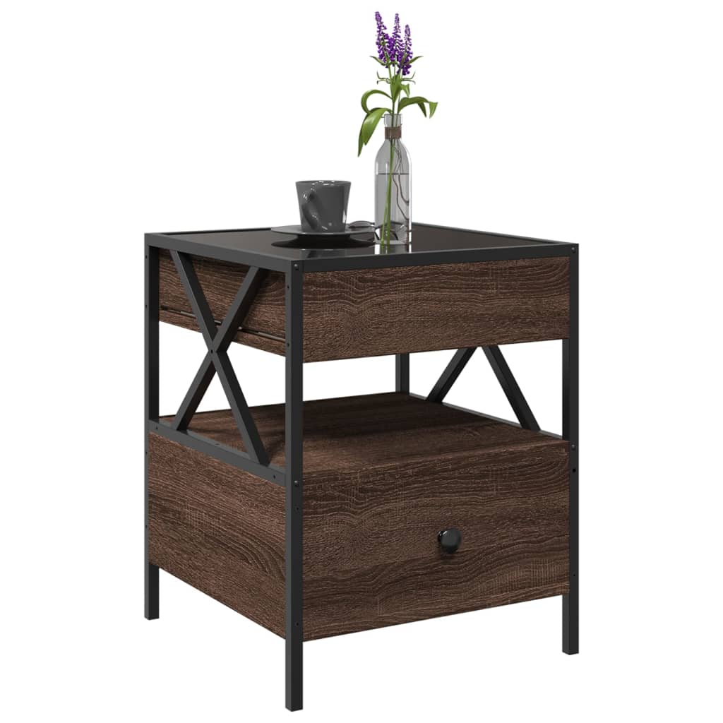 Coffee Table with Infinity LED Brown Oak 40x40x51 cm