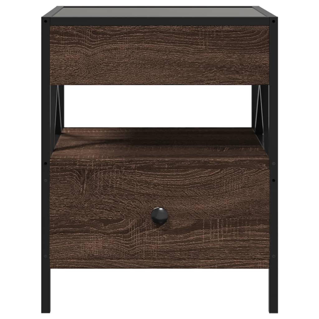 Coffee Table with Infinity LED Brown Oak 40x40x51 cm