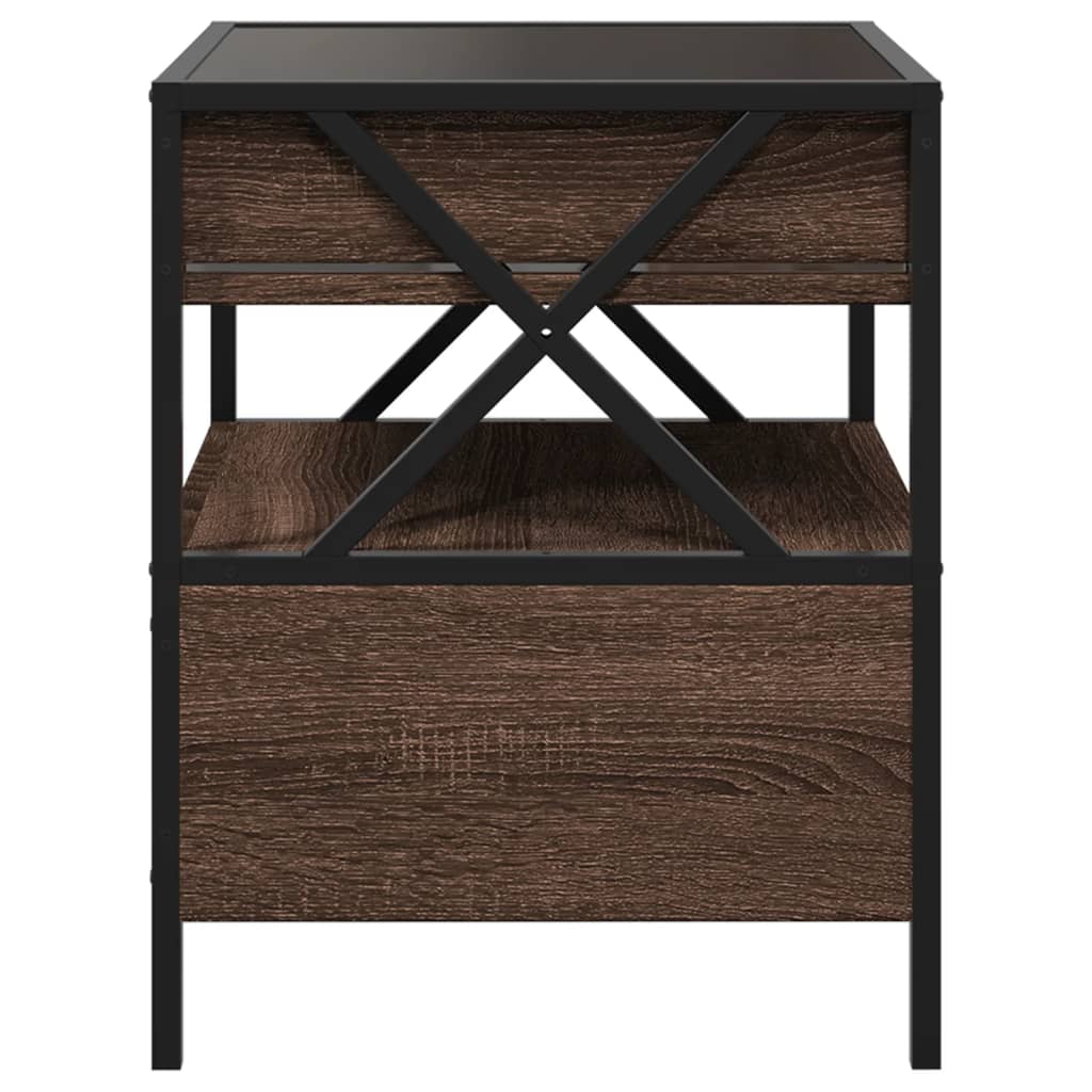 Coffee Table with Infinity LED Brown Oak 40x40x51 cm