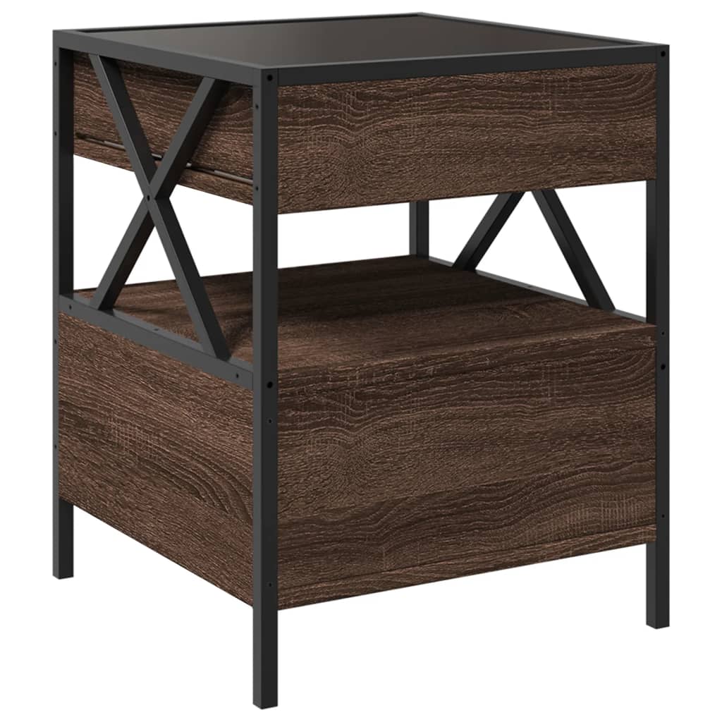 Coffee Table with Infinity LED Brown Oak 40x40x51 cm