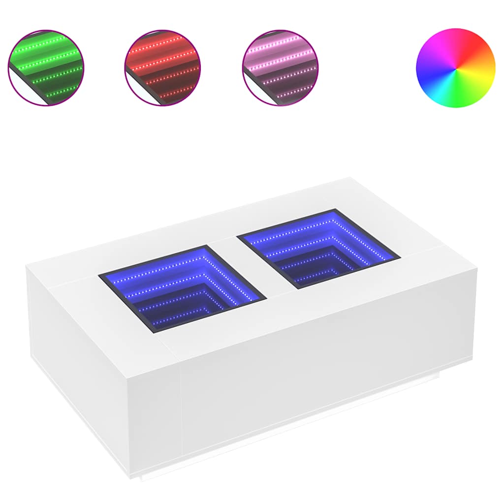 Coffee Table with Infinity LED White 116x69x40 cm
