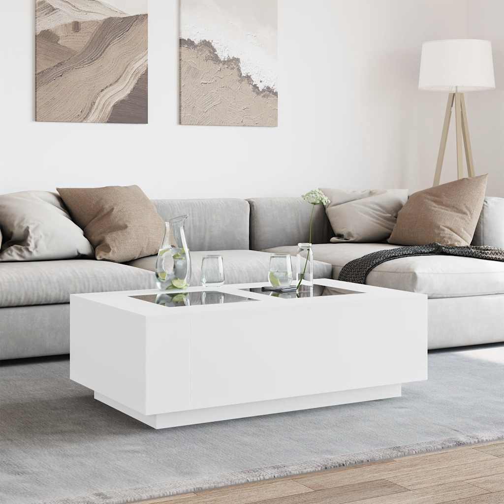 Coffee Table with Infinity LED White 116x69x40 cm