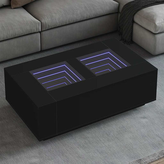 Coffee Table with Infinity LED Black 116x69x40 cm