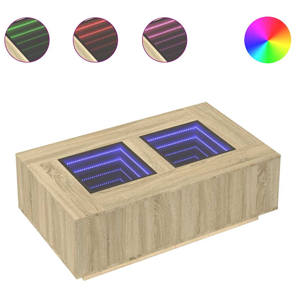 Coffee Table with Infinity LED Sonoma Oak 116x69x40 cm