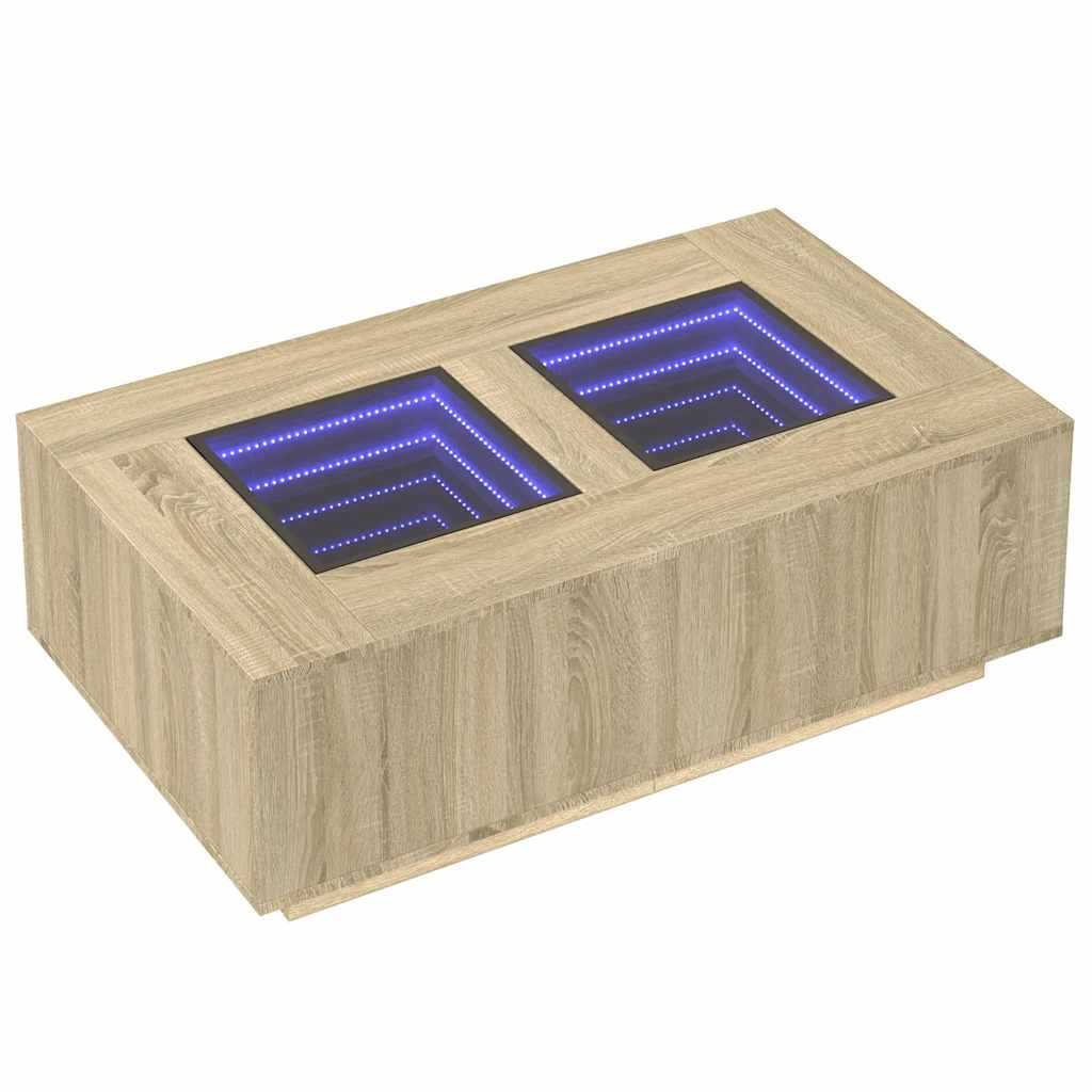 Coffee Table with Infinity LED Sonoma Oak 116x69x40 cm