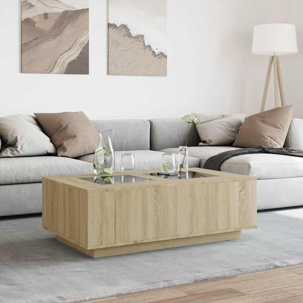 Coffee Table with Infinity LED Sonoma Oak 116x69x40 cm