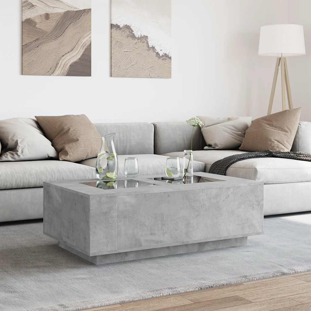 Coffee Table with Infinity LED Concrete Grey 116x69x40 cm