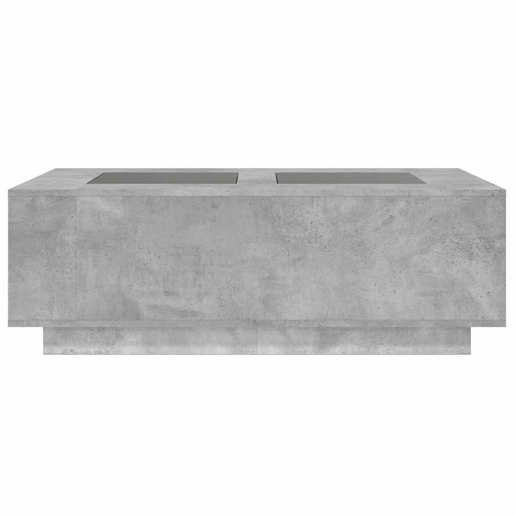 Coffee Table with Infinity LED Concrete Grey 116x69x40 cm