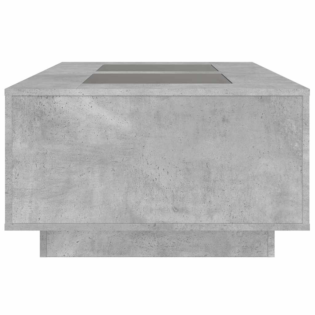 Coffee Table with Infinity LED Concrete Grey 116x69x40 cm