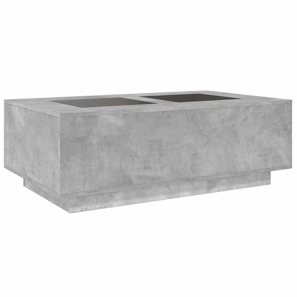 Coffee Table with Infinity LED Concrete Grey 116x69x40 cm