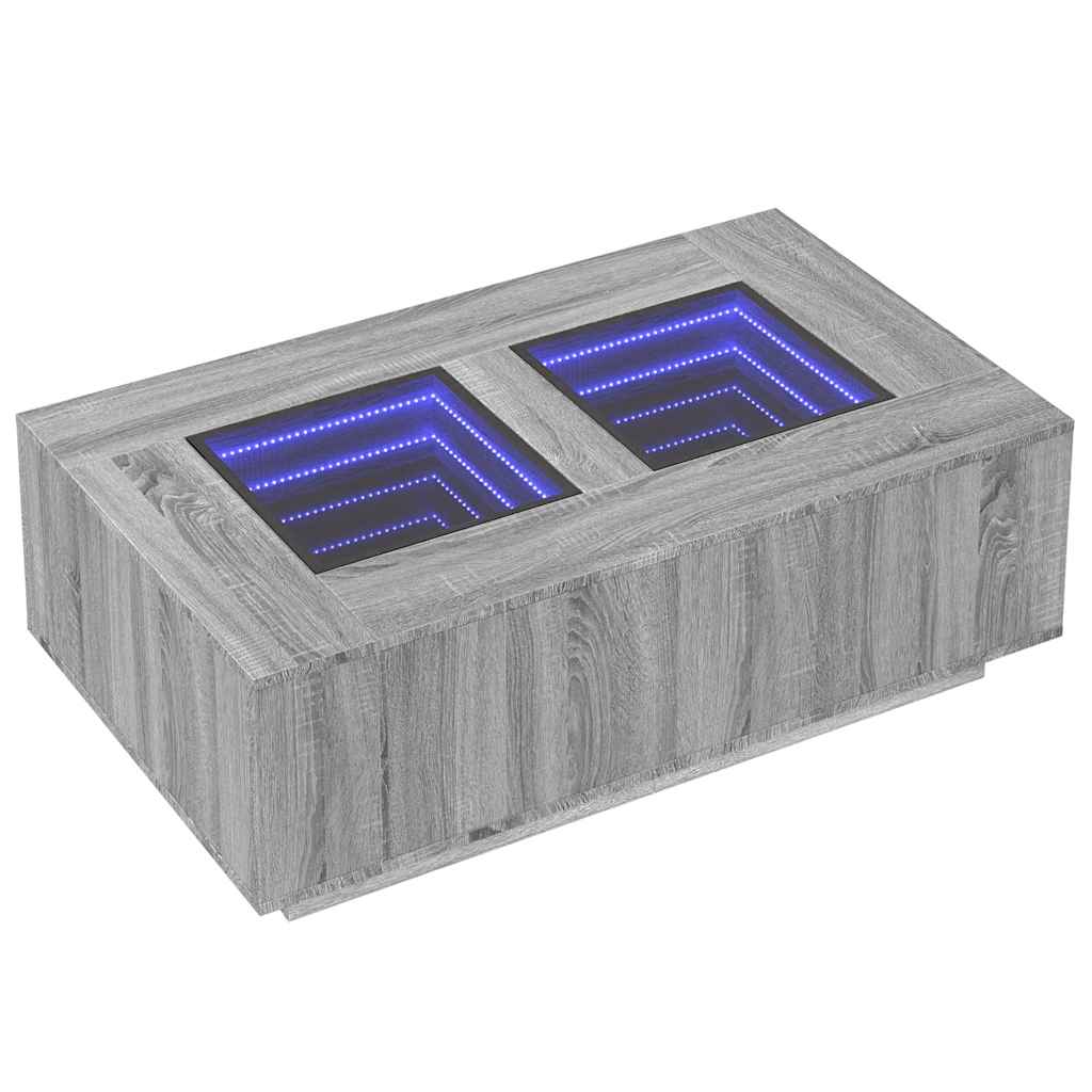 Coffee Table with Infinity LED Grey Sonoma 116x69x40 cm