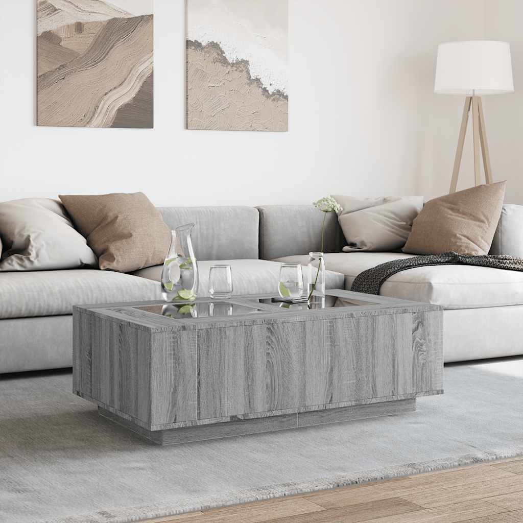 Coffee Table with Infinity LED Grey Sonoma 116x69x40 cm
