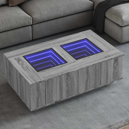 Coffee Table with Infinity LED Grey Sonoma 116x69x40 cm
