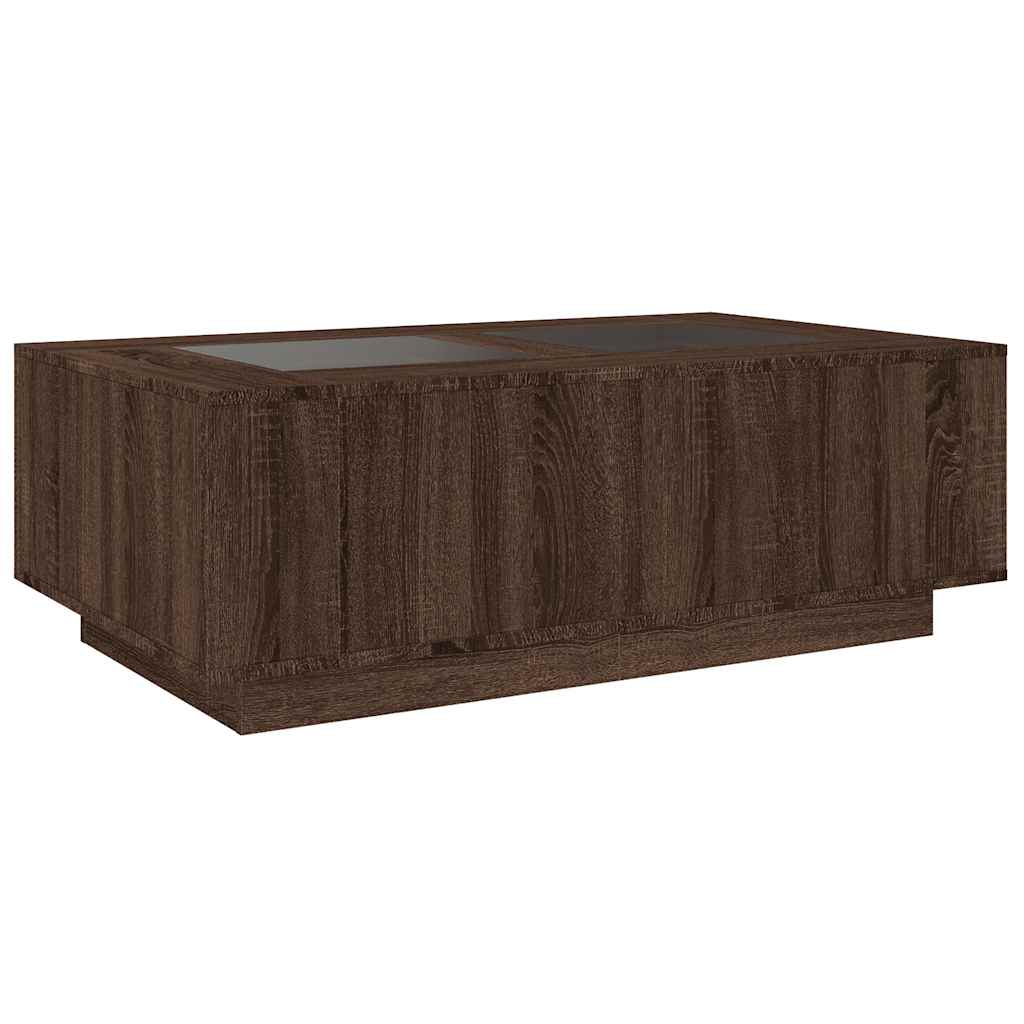 Coffee Table with Infinity LED Brown Oak 116x69x40 cm