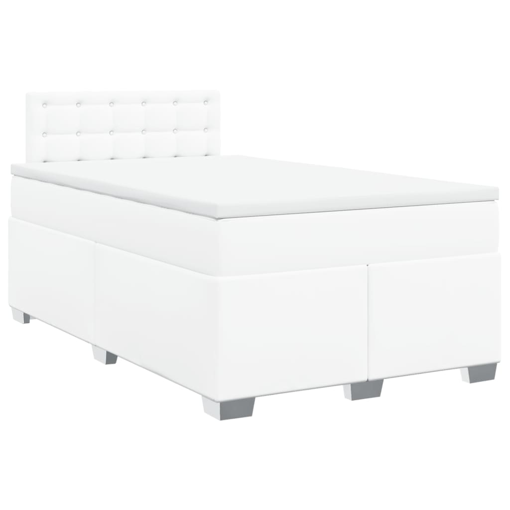 Box Spring Bed with Mattress White 120x190 cm Faux Leather