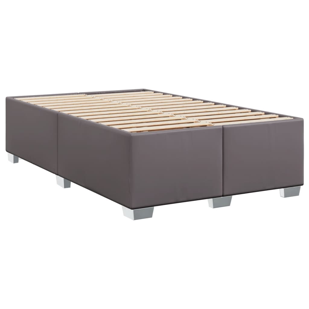 Box Spring Bed with Mattress Grey 120x190 cm Faux Leather