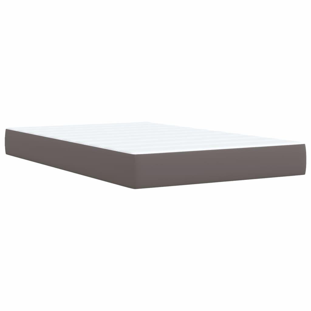 Box Spring Bed with Mattress Grey 120x190 cm Faux Leather
