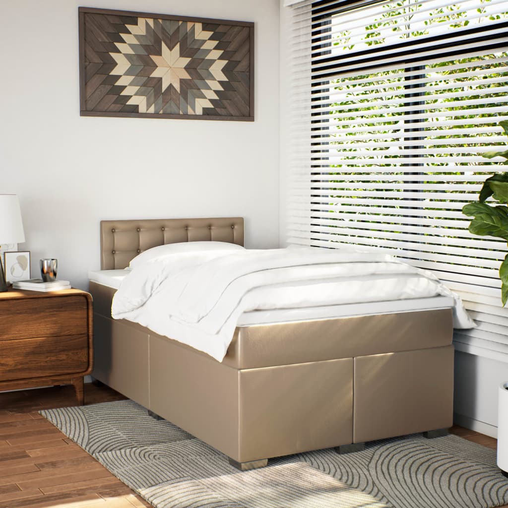 Box Spring Bed with Mattress Cappuccino 120x190 cm Faux Leather