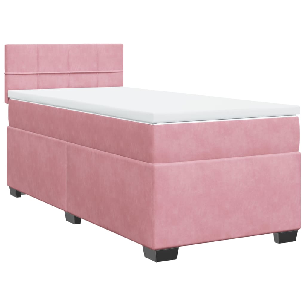Velvet Pink Box Spring Bed & Mattress 80x200 cm