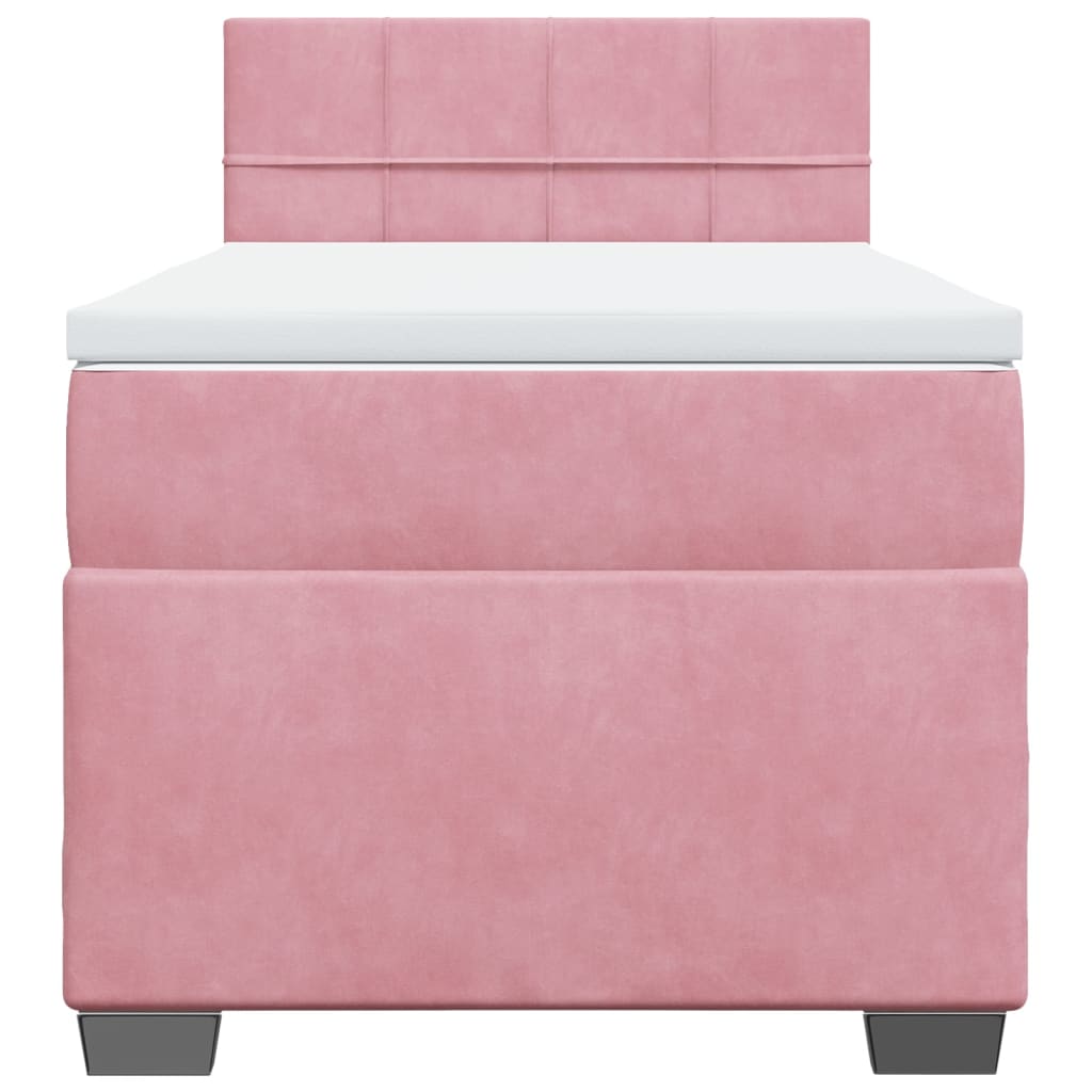 Velvet Pink Box Spring Bed & Mattress 80x200 cm
