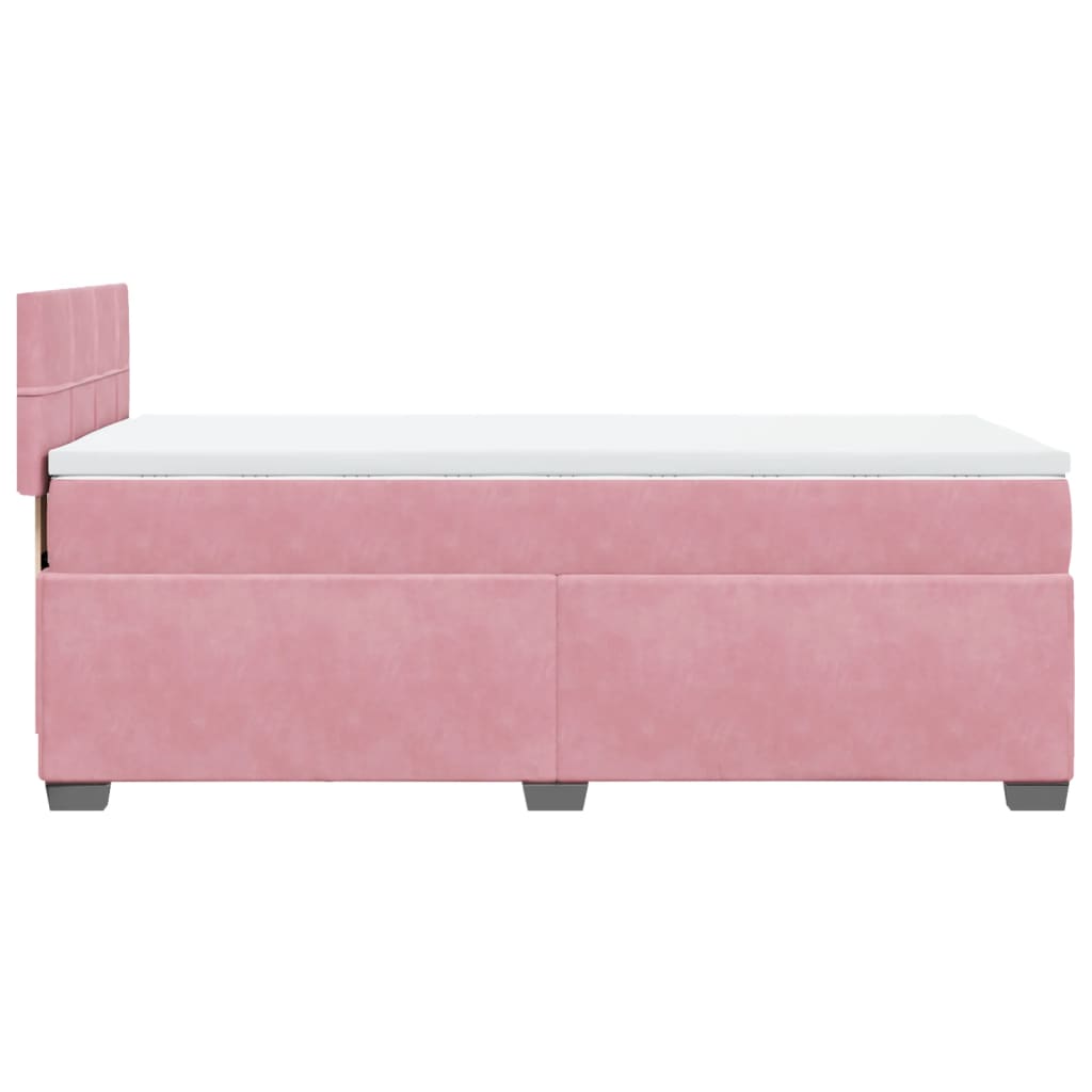 Velvet Pink Box Spring Bed & Mattress 80x200 cm