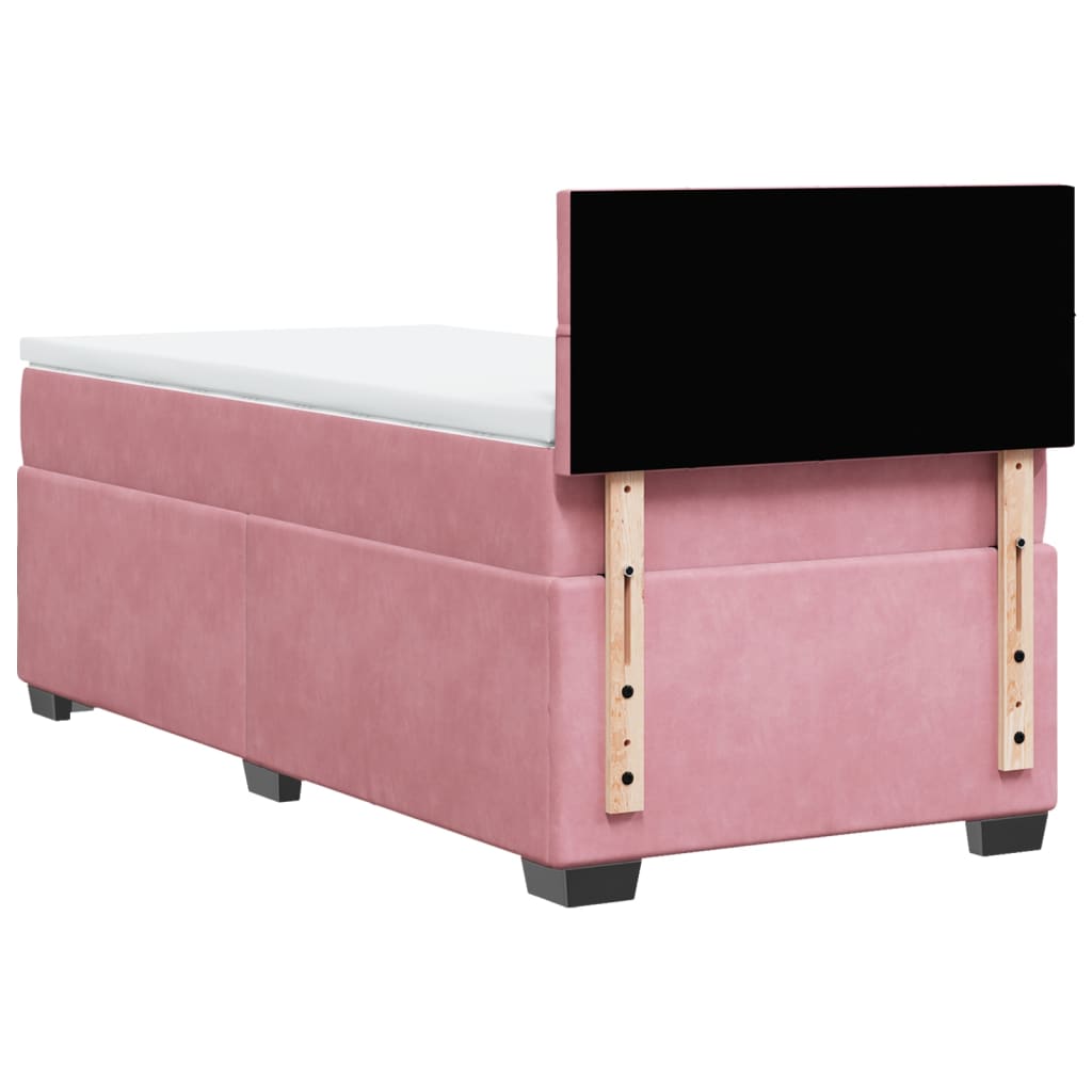 Velvet Pink Box Spring Bed & Mattress 80x200 cm