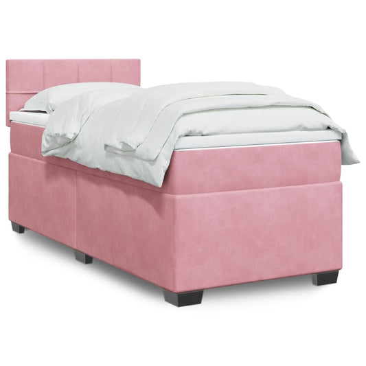Velvet Pink Box Spring Bed & Mattress 80x200 cm